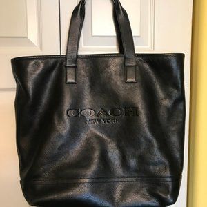 Black Coach Pebble Leather Large Tote Bag
